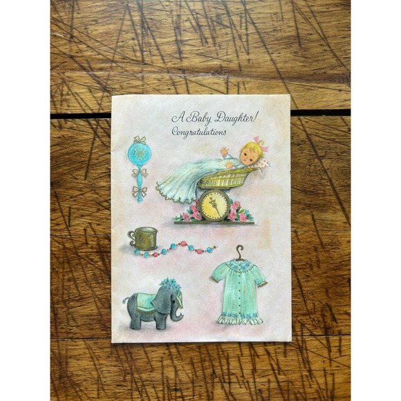 Lot of 4 'It's A Girl' Greeting Cards, Vintage Greeting Cards, New Daughter Card - Picture 4 of 7